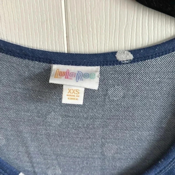 LuLaRoe Nicole Blue Polka Dot Size XXS - Picture 3 of 4